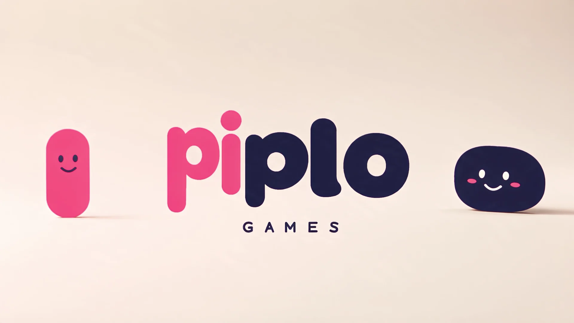 Pi, Plo, las canicas y el cubito juegan hasta formar el logo de Piplo Games.